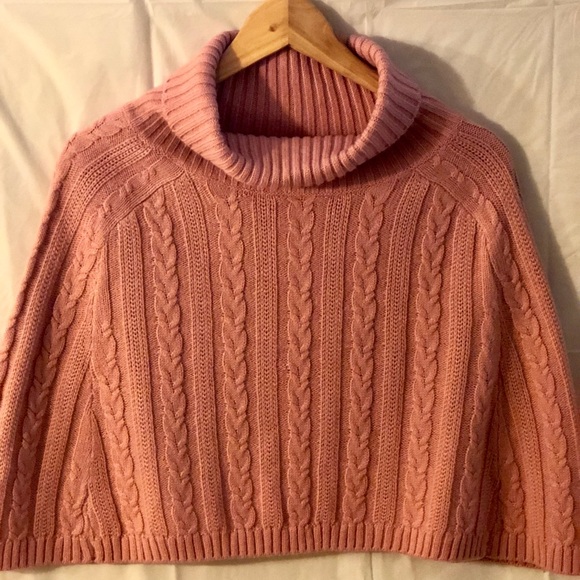 Pullover Pink Poncho Style Sweater - Picture 2 of 2